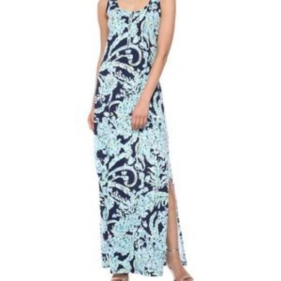 NWOT Lilly Pulitzer Merrill Maxi Tank Dress In High Tide Navy Scuba Doo XXS - Picture 3 of 15